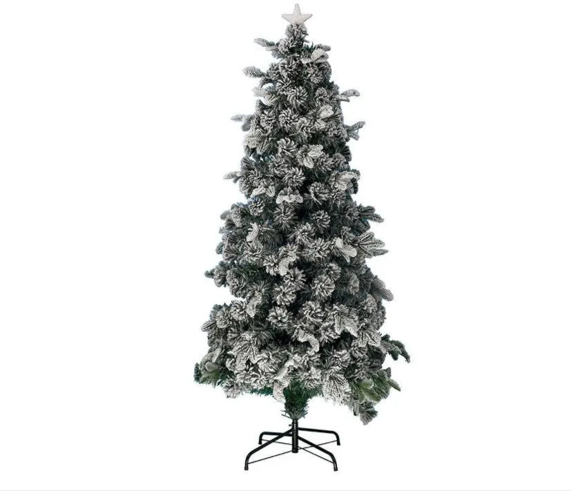 220cm Ultra Bright Multicolour Changing Flashing LED Light Up Frosted Snowy Christmas Tree