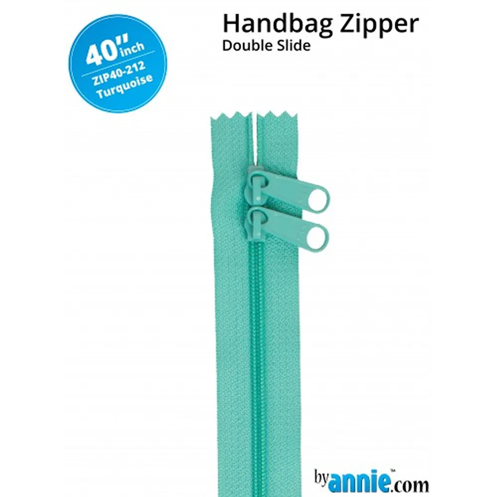 40" wide Handbag Zipper - Turquoise