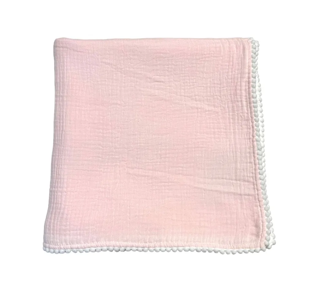 A Soft Idea Swaddle Baby Blanket W/Pom Pom  5108