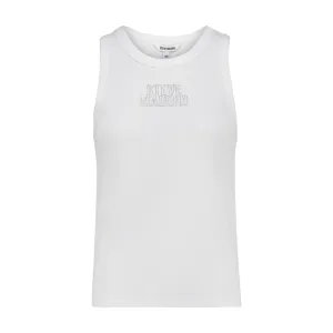 AALIYAH WHITE SPARKLE LOGO TANK