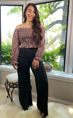 Amanda Floral Off The Shoulder Crop Top