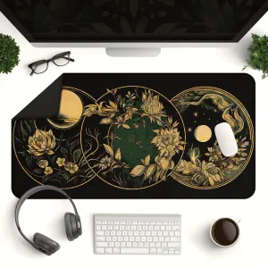 Art Nouveau Celestial Moon Desk Mat – Witch Aesthetic Gaming Mouse Pad