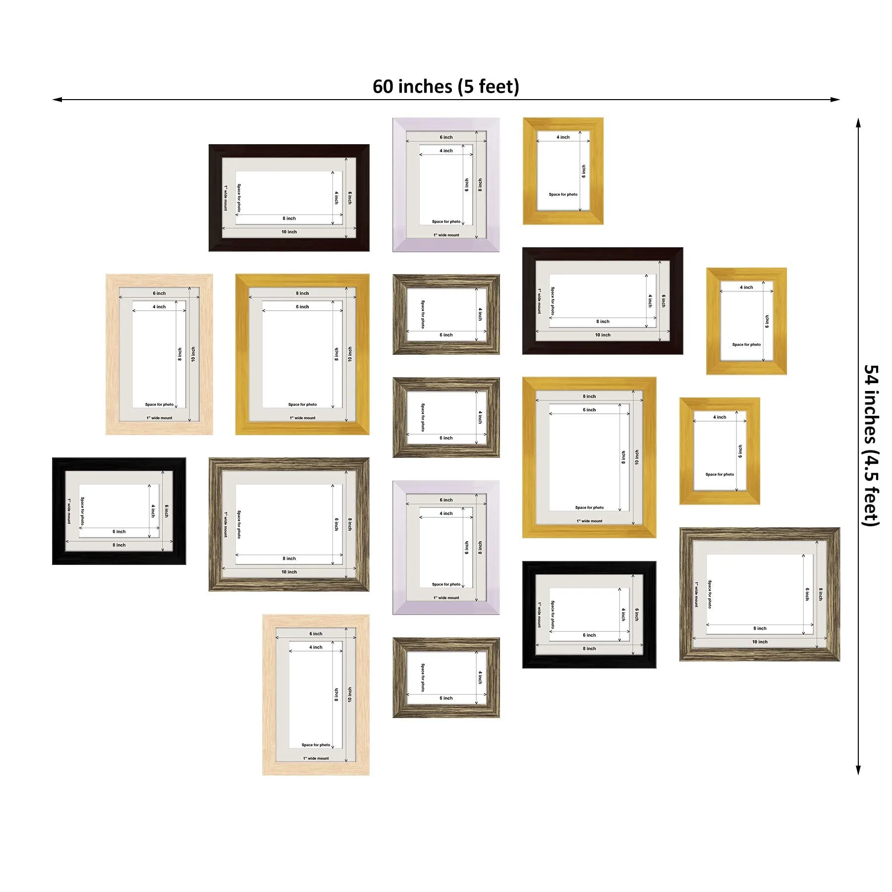 ArtzFolio Wall Photo Frame D379 | Wall Photo Frame Collage for Living Room | Picture Frames Home & Wall Decoration | Set of 18 Units | 4x6-6 Unit | 6x8-4 Unit | 6x10-4 Unit | 8x10-4 Unit