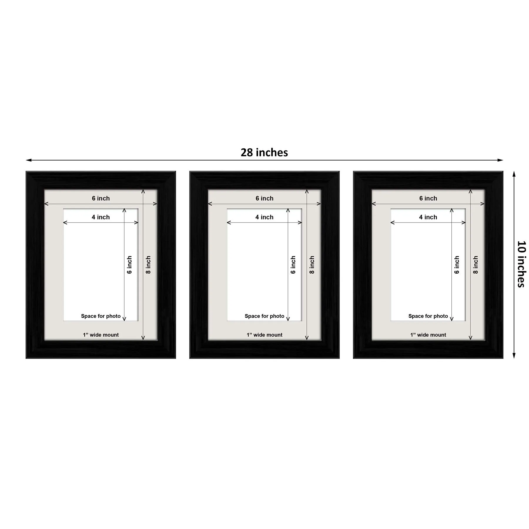 ArtzFolio Wall Photo Frame D506 | Wall Photo Frame Collage for Living Room | Picture Frames Home & Wall Decoration | Black | Set of 3 Units With Mat | 6x8inch