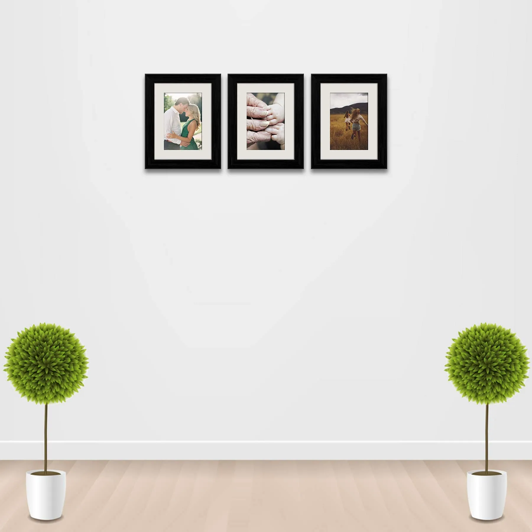 ArtzFolio Wall Photo Frame D506 | Wall Photo Frame Collage for Living Room | Picture Frames Home & Wall Decoration | Black | Set of 3 Units With Mat | 6x8inch