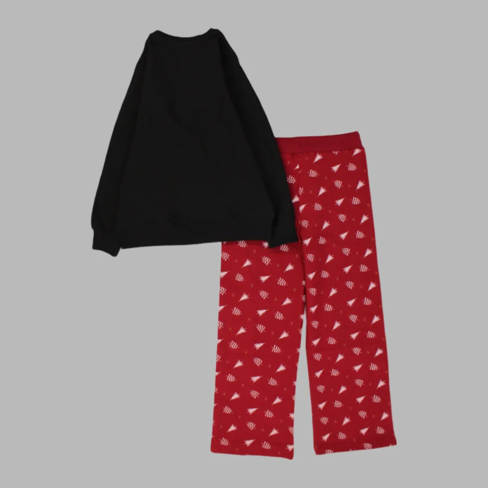 Black/Red Long-Sleeved Fleeced Pajama