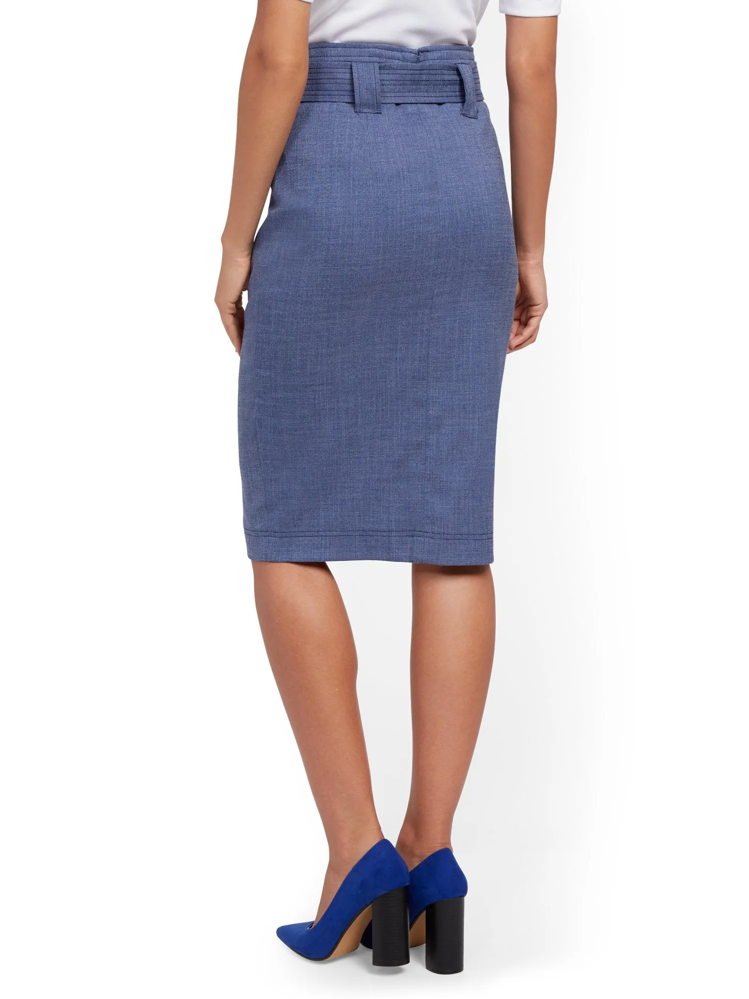 Blue Cargo-Pocket Pencil Skirt - 7th Avenue