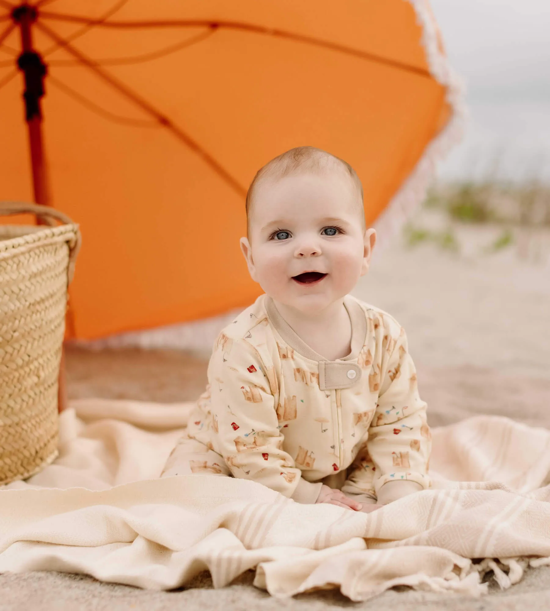 Burt's Bees Organic Baby One-Piece Footless Sleep & Play 2 Pack: Sandy Castles & Printed Tie Dye