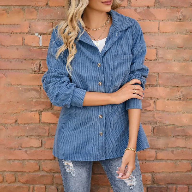 Buttoned Long Sleeve Check Jacket