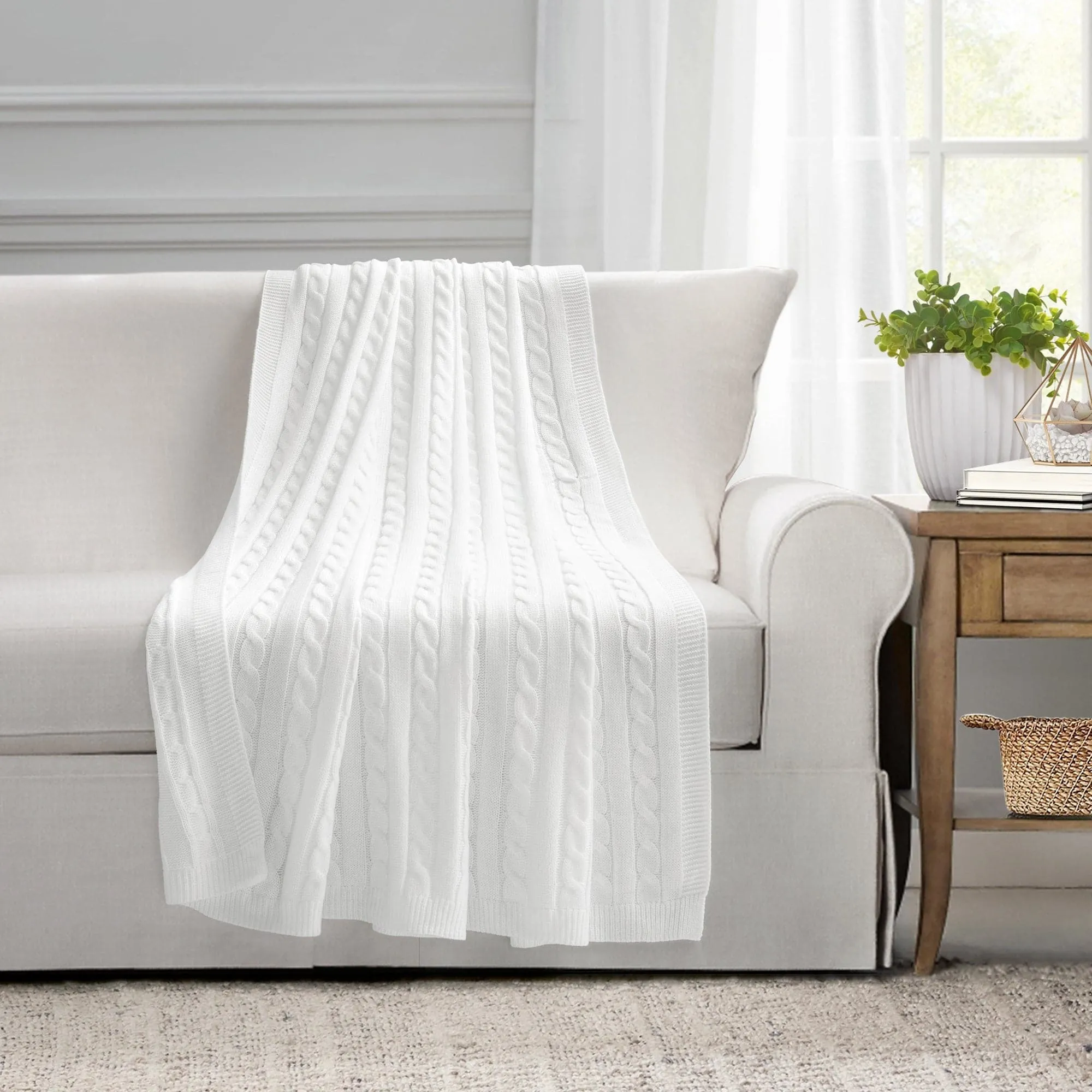 Cable Soft Knitted Throw Blanket