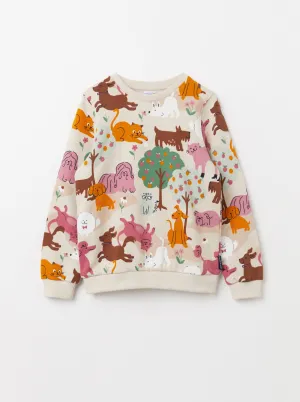 Cats & Dogs Print Kids Sweatshirt