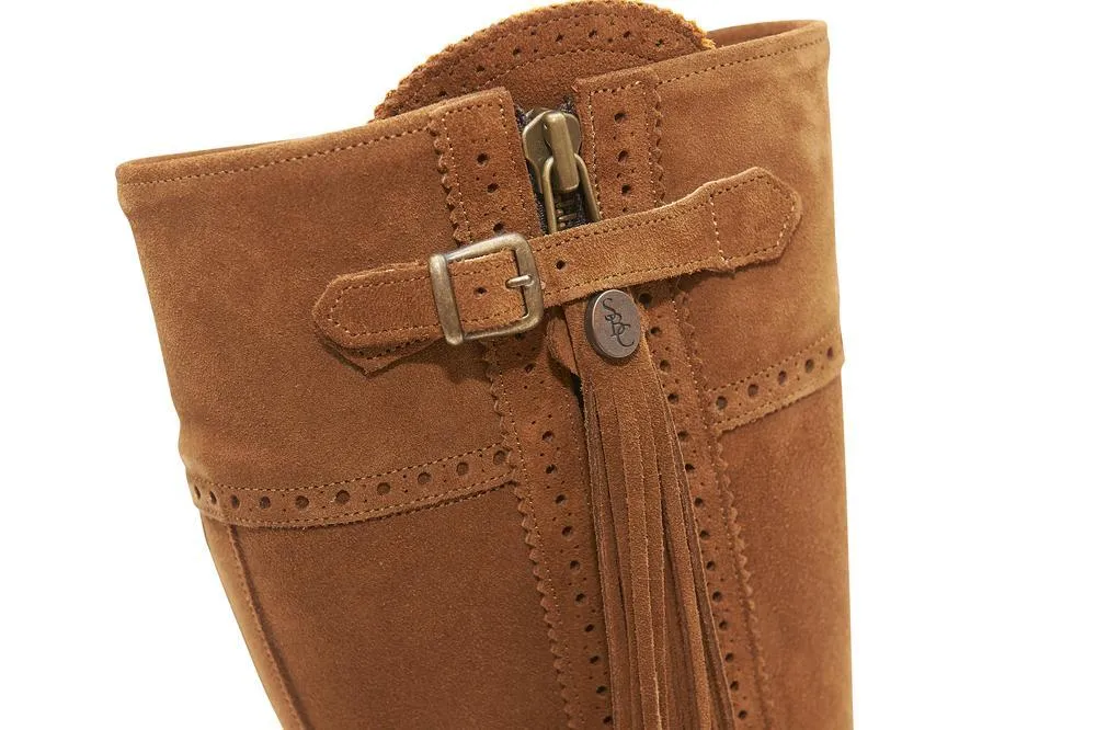 Classic Spanish Riding Boot - Camel Suede