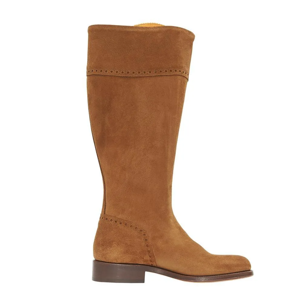 Classic Spanish Riding Boot - Camel Suede