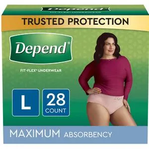 Depend® FIT-FLEX® Incontinence Underwear for Women. Blush Color, Maximum Absorbency