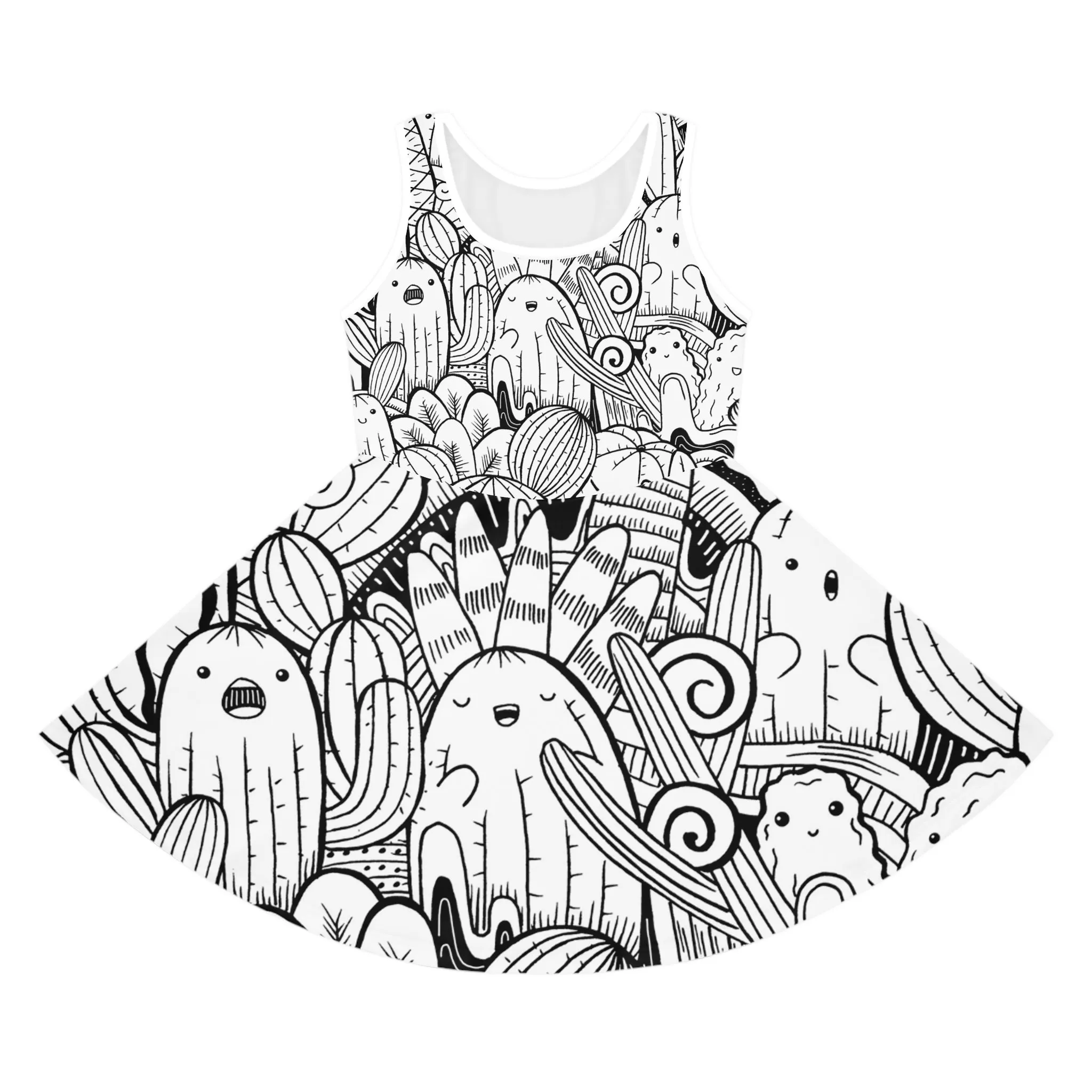 Doodle Cactus - Inovax Girl's Sleeveless Sundress