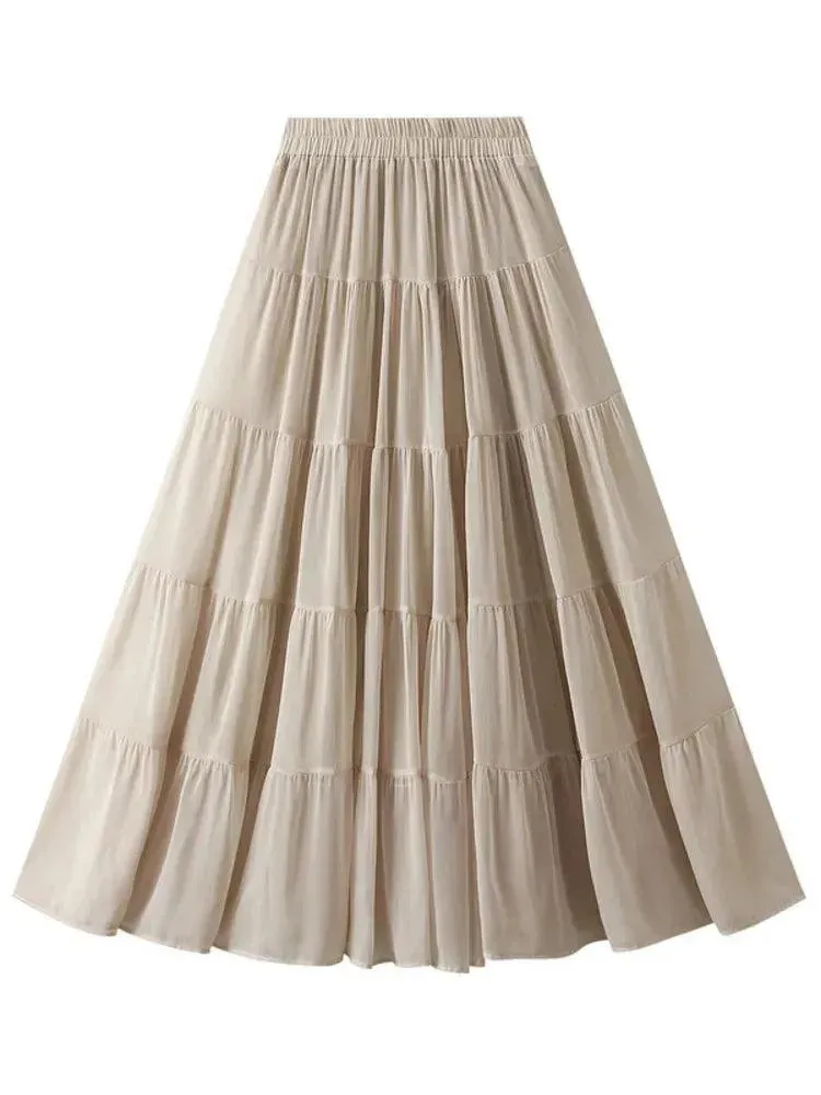 Elegant High Waisted Pleated Skirt