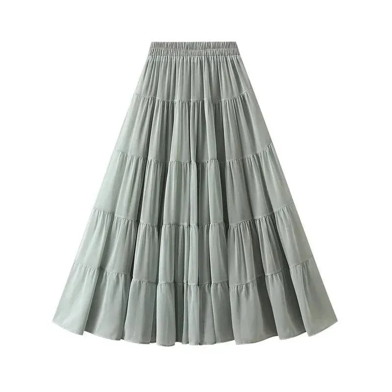 Elegant High Waisted Pleated Skirt