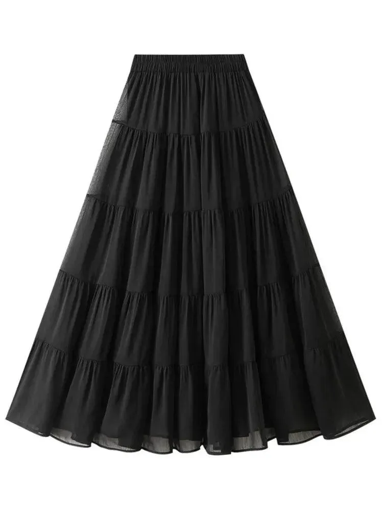 Elegant High Waisted Pleated Skirt