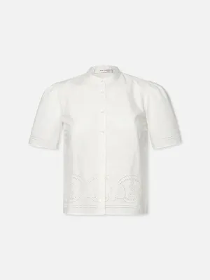 Embroidered Short Sleeve Shirt -- White