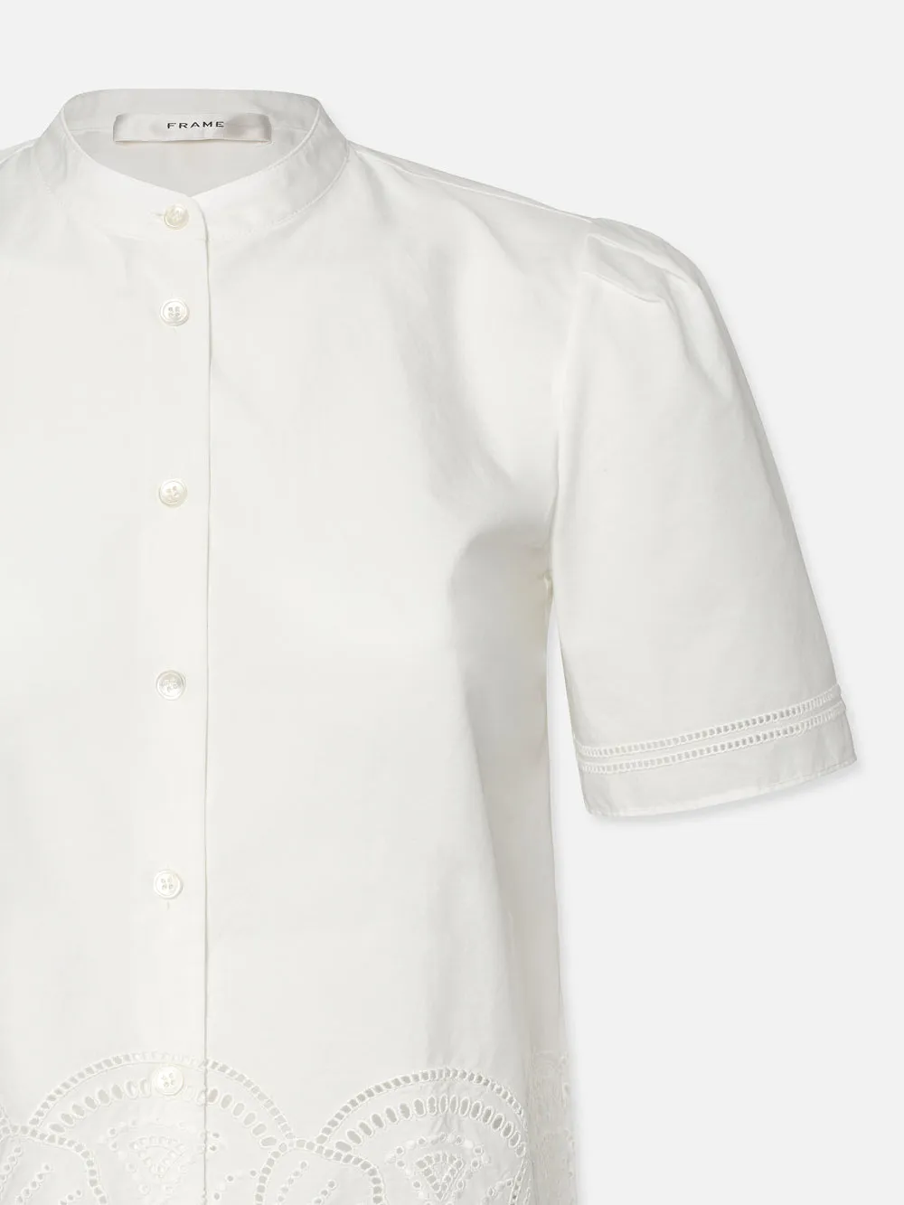 Embroidered Short Sleeve Shirt -- White