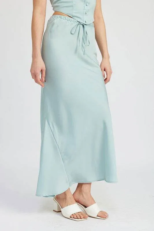 Emory Park Tie Front Satin Midi Skirt