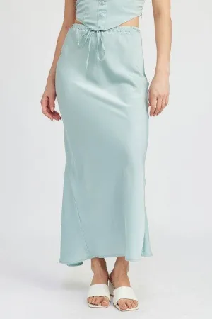 Emory Park Tie Front Satin Midi Skirt