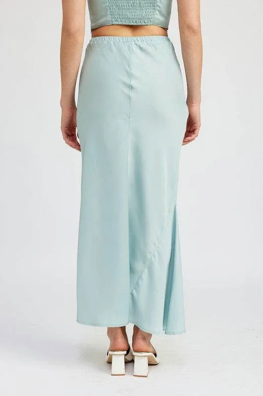 Emory Park Tie Front Satin Midi Skirt