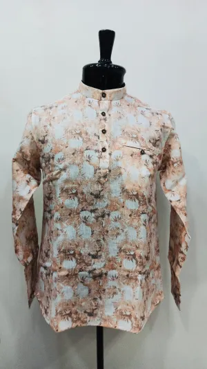 Faded rust menswear short kurta