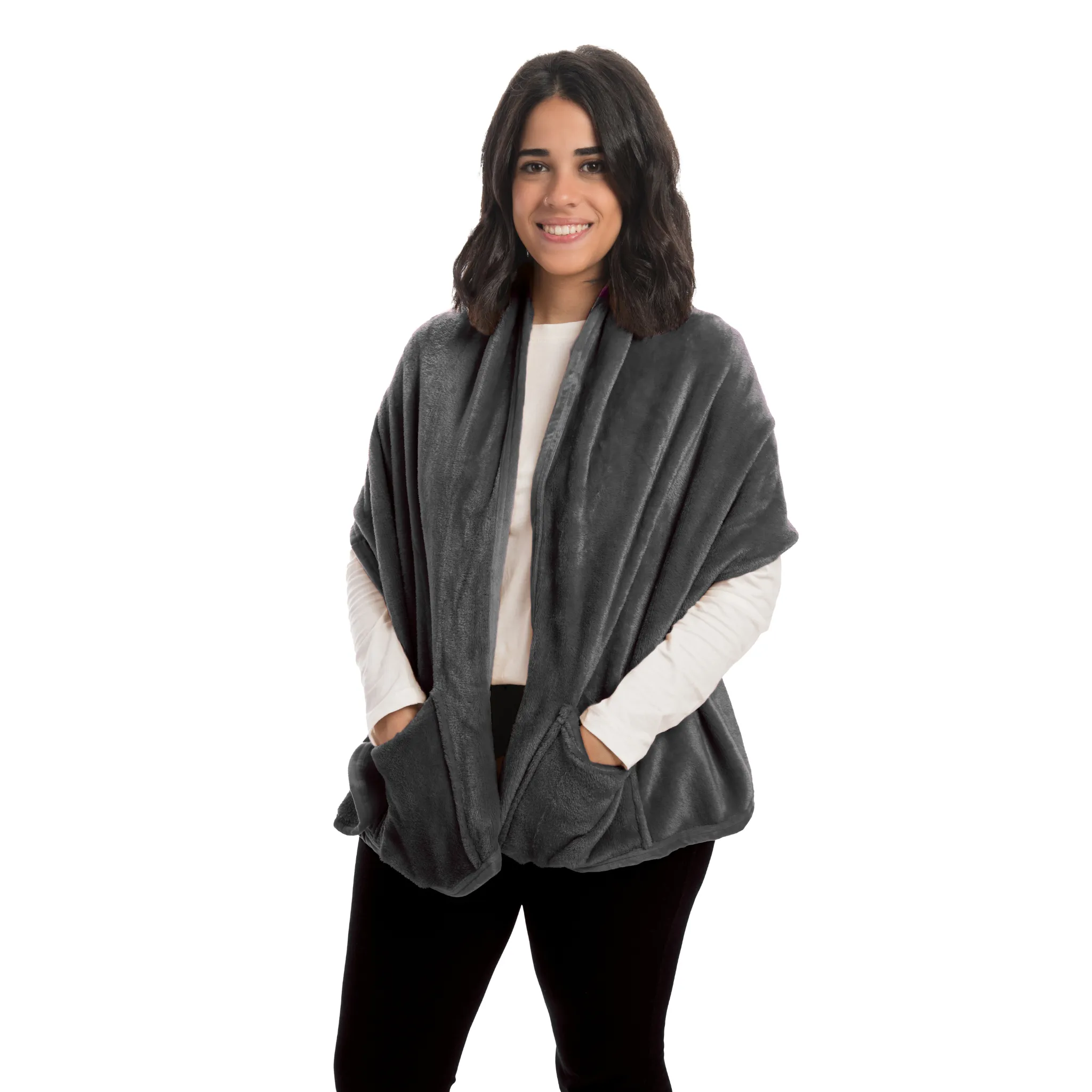 Fleece Shawl With Pockets