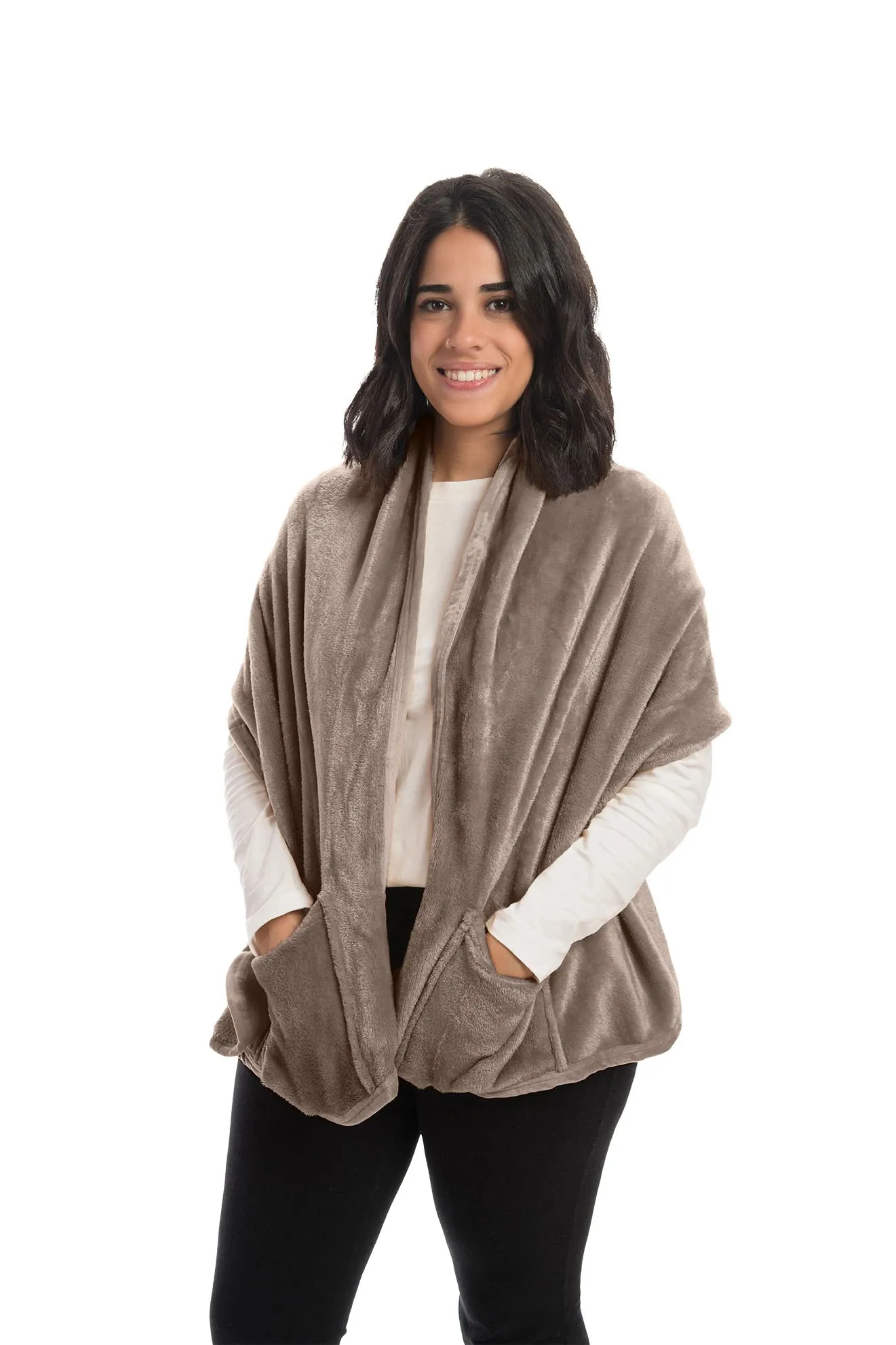 Fleece Shawl With Pockets