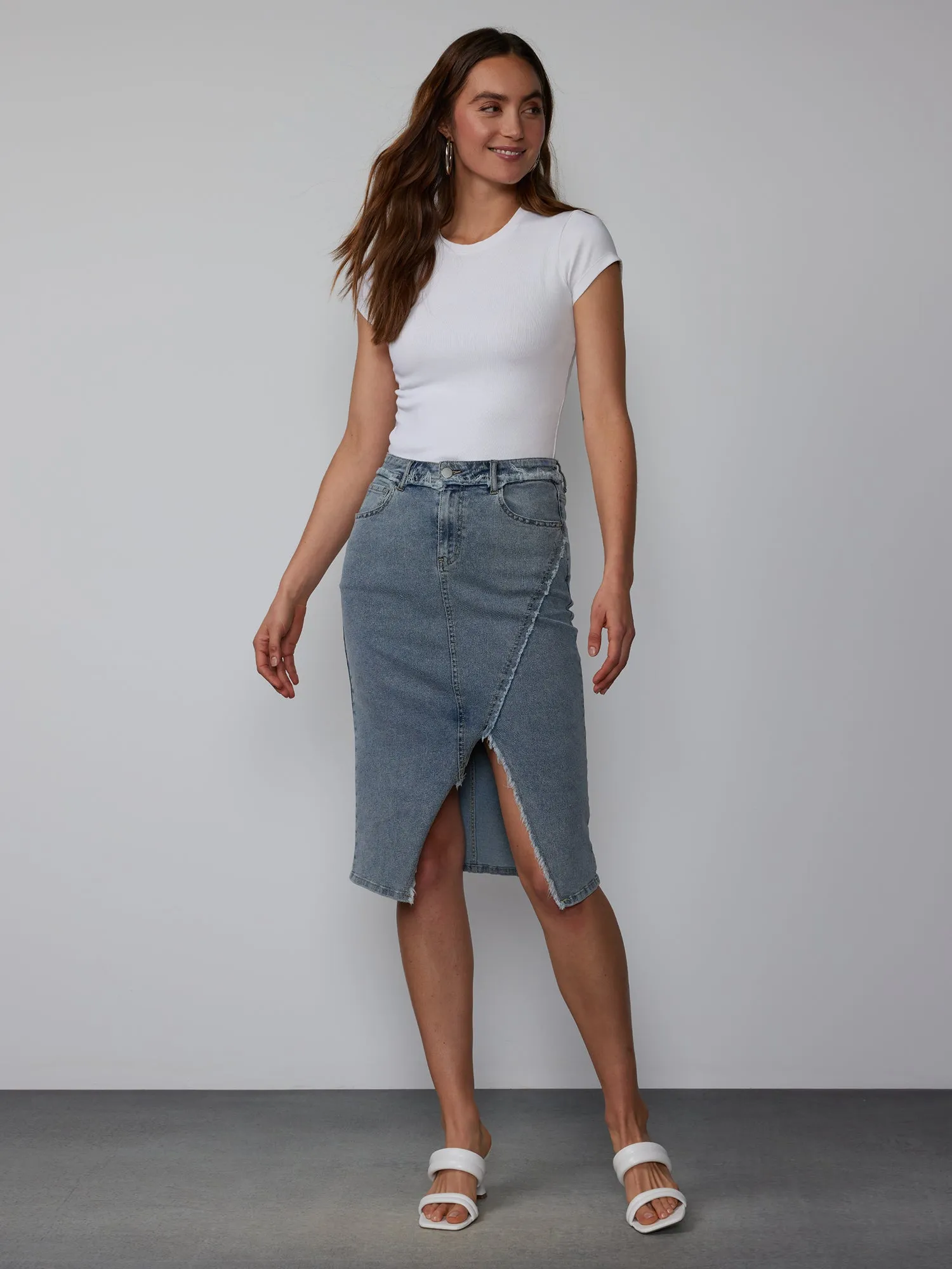 Frayed Edge Denim Skirt