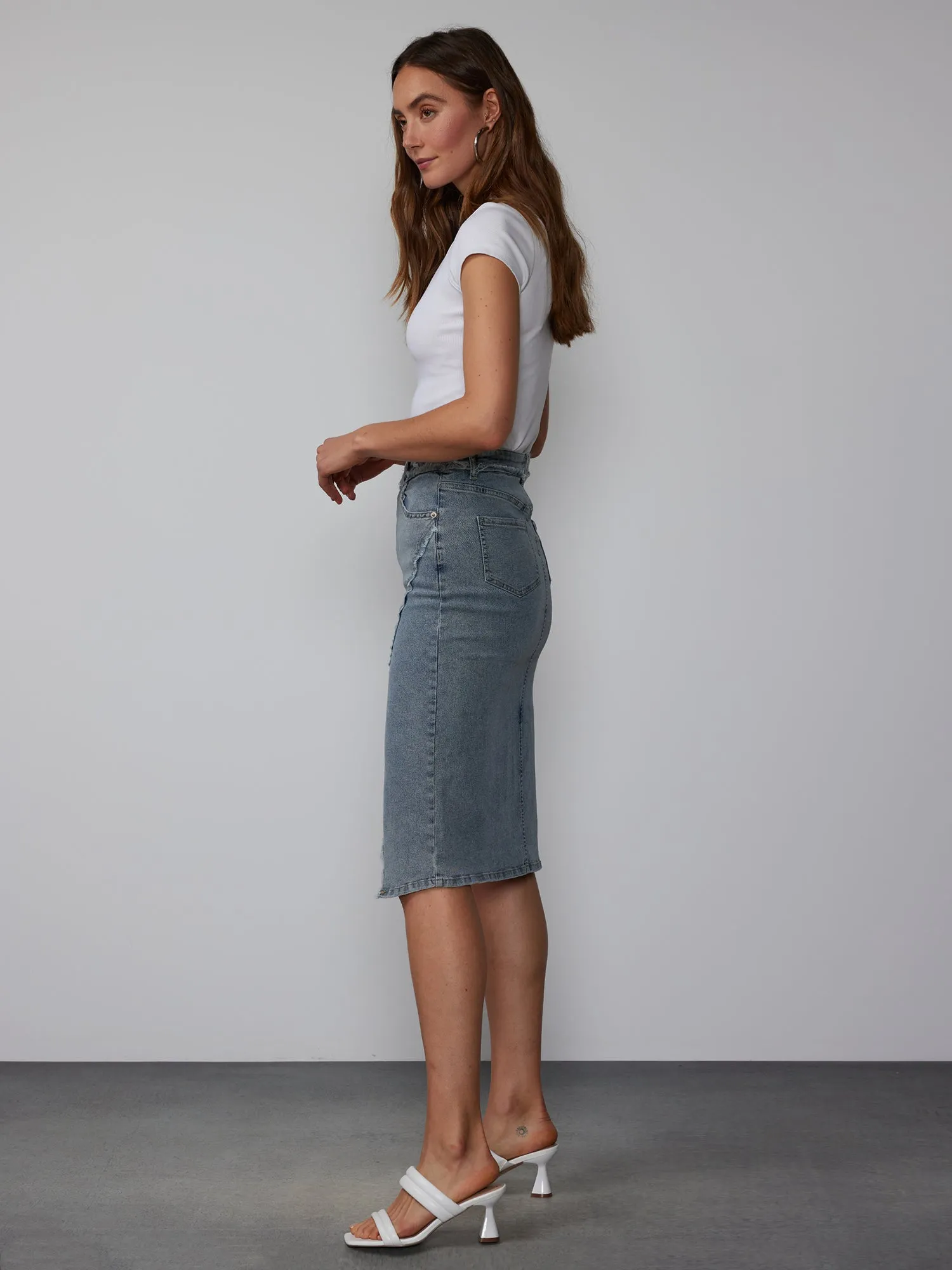 Frayed Edge Denim Skirt