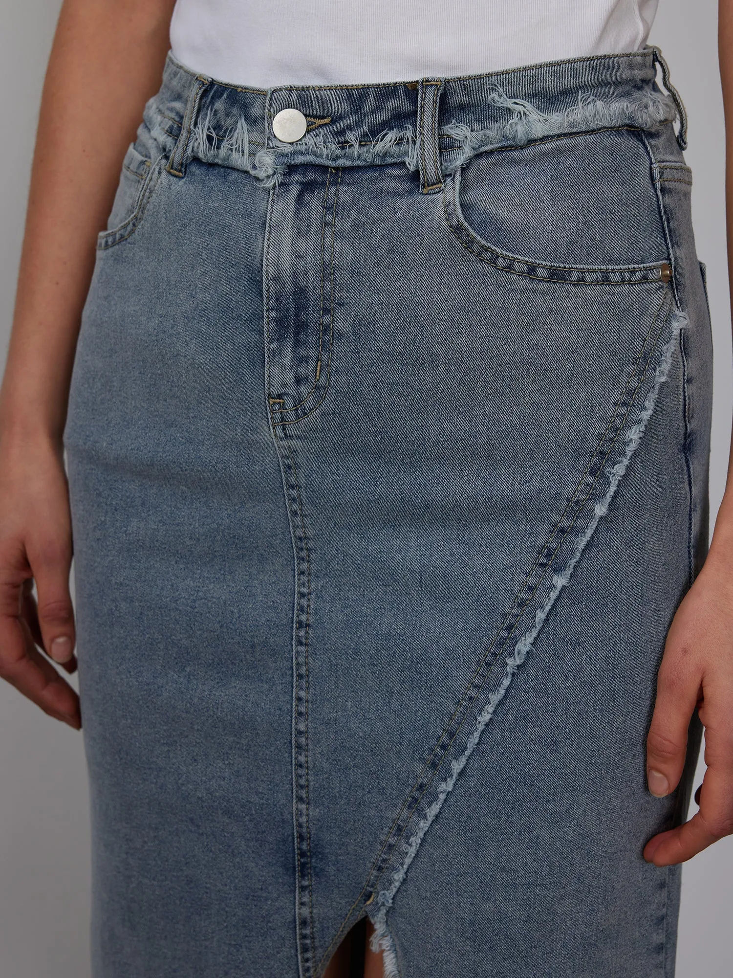 Frayed Edge Denim Skirt