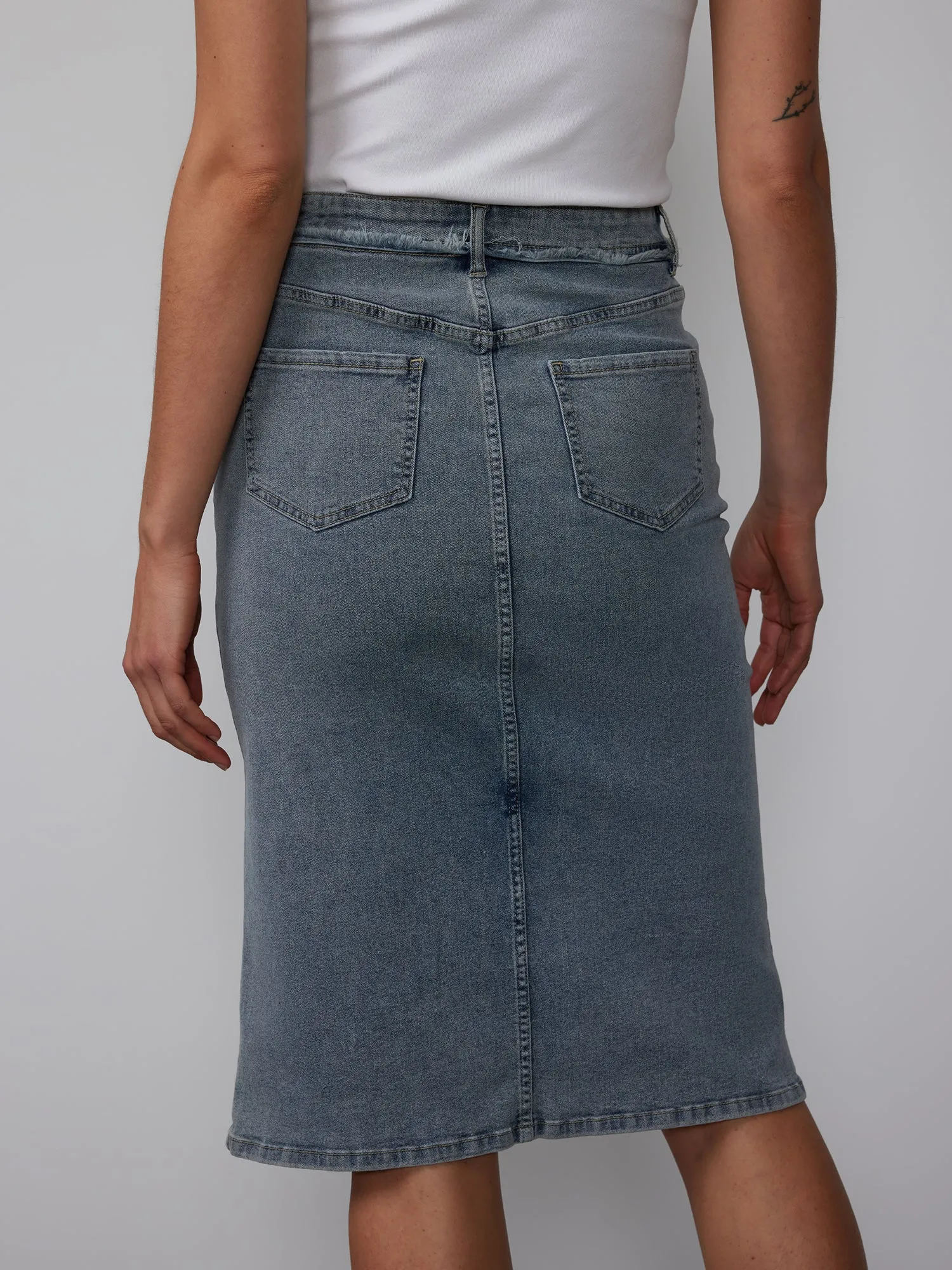 Frayed Edge Denim Skirt