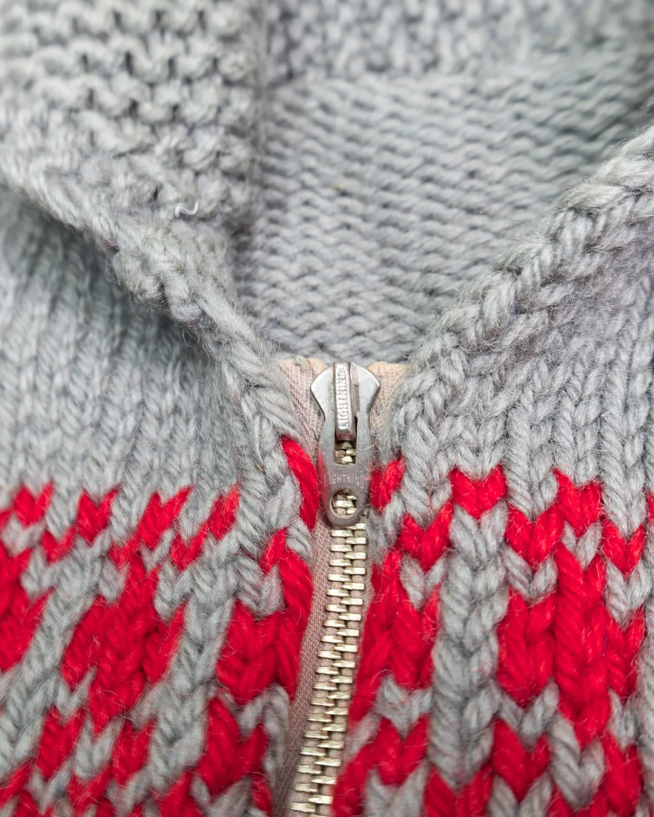 Grey and Red Knitted Cardigan (L)