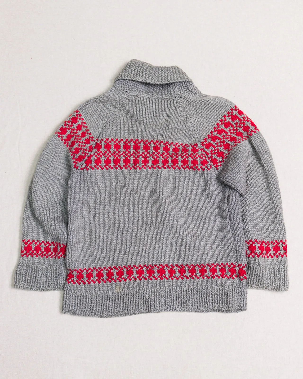 Grey and Red Knitted Cardigan (L)