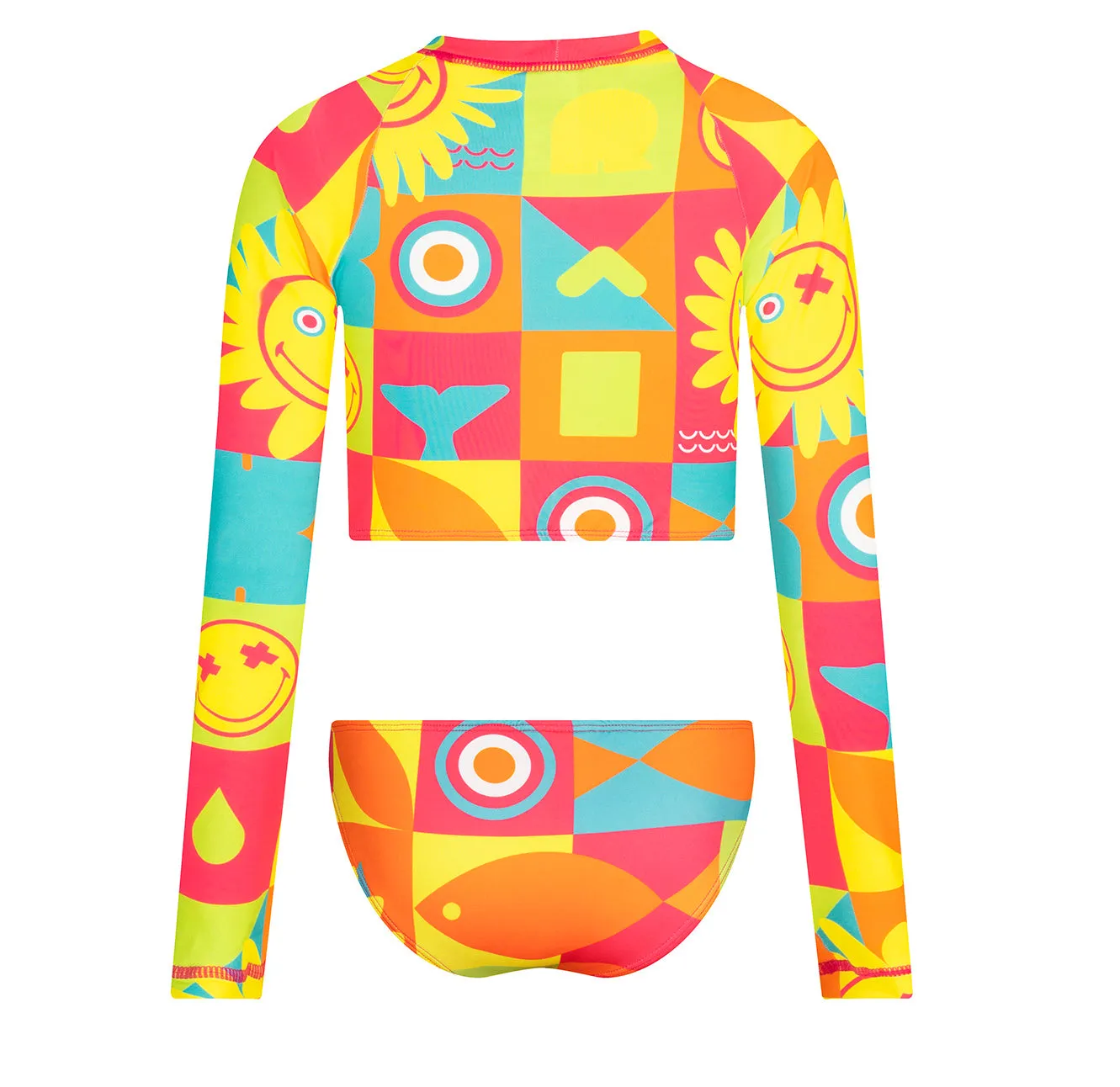 Happy Face Girls Cropped Rash Guard Set