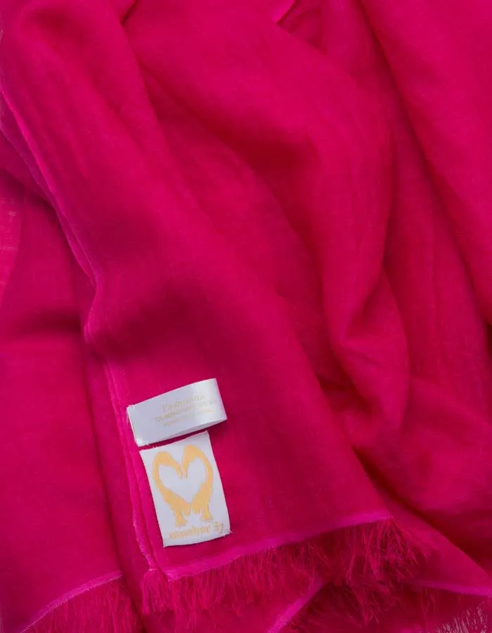 Hot Pink Shawl Wool Silk Mix