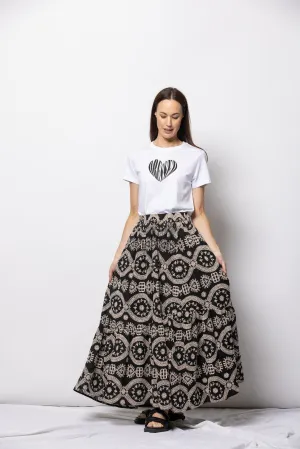 Ivy Maxi Skirt -Black/Cream