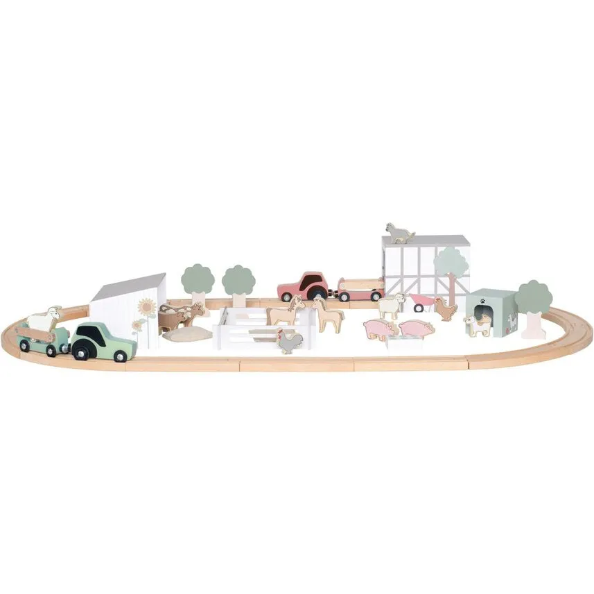 Jabadabado Kids Wooden Train Set Farm Animals