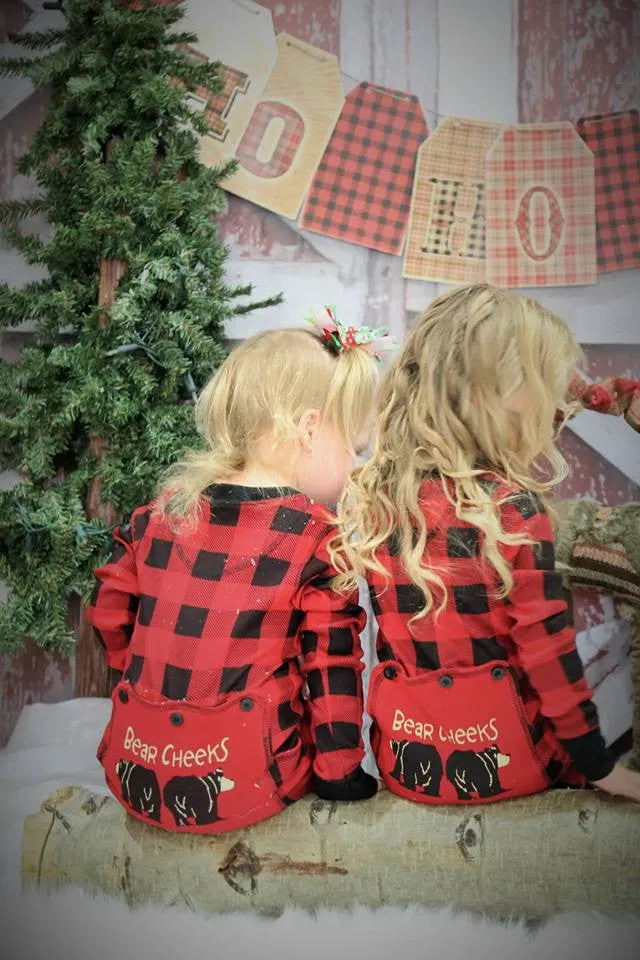 Kids Buffalo Plaid BEAR CHEEKS Flapjack Matching Christmas Pj's Family Jammies Holiday Matching Pajamas Christmas Family PJS