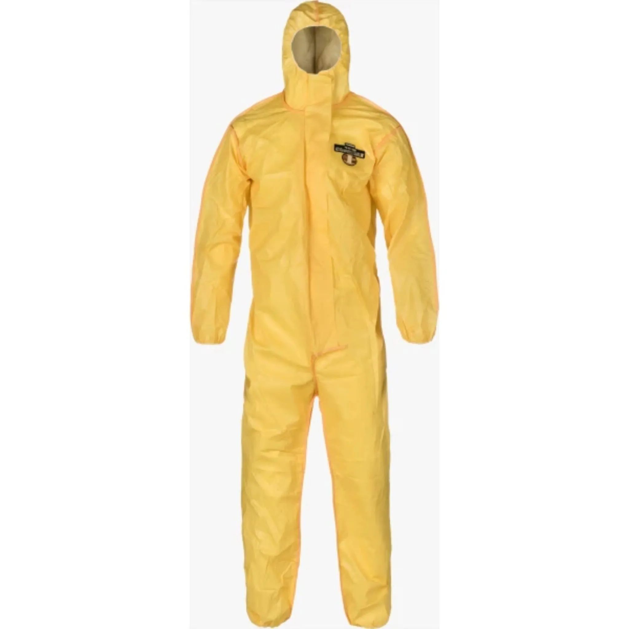 Lakeland C1B428Y-LG ChemMax 1 Coverall, Bound Seam, Attached Hood & Elastic, Yellow, Large, Case of 25