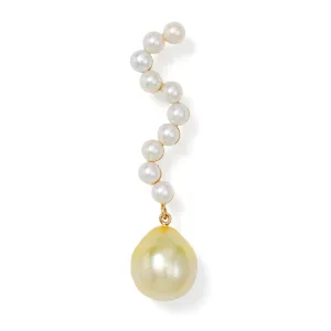 Large 9K Gold Earring w. Pearls