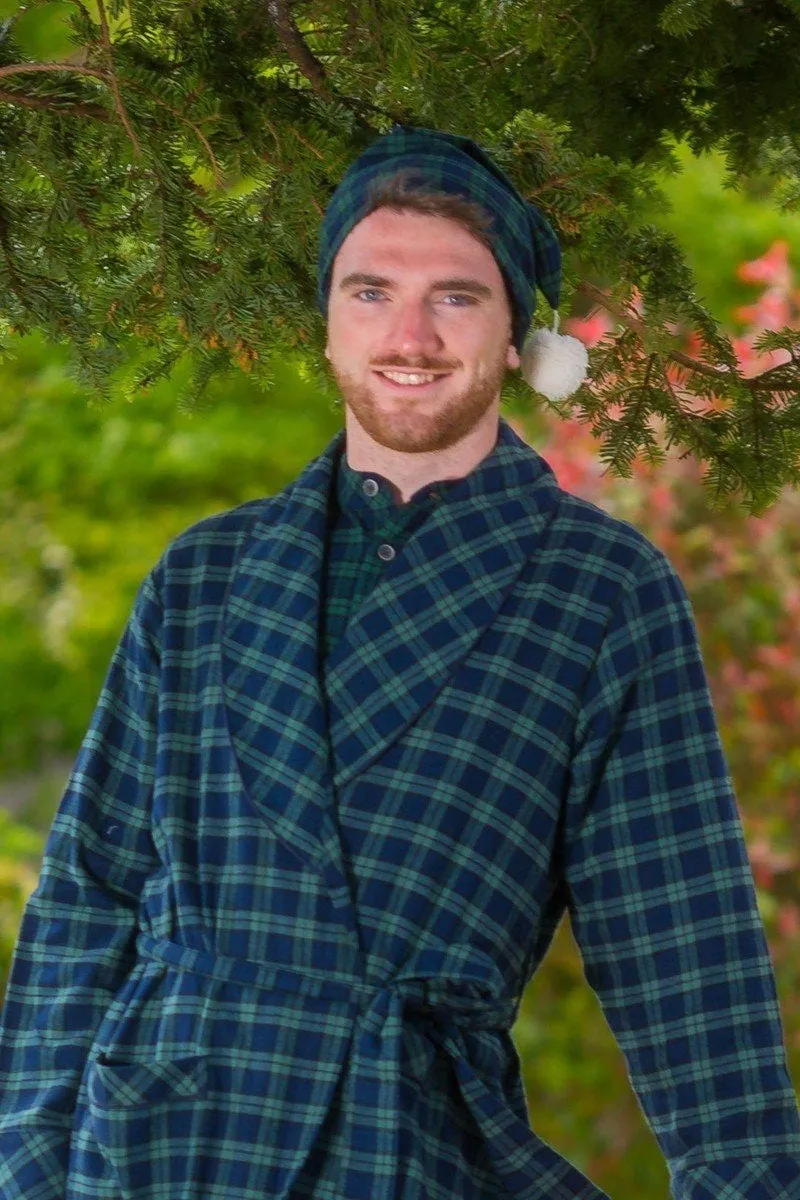 Lee Valley Cotton Flannel Nightcap - Green Tartan