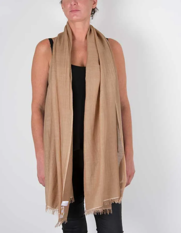 Light Brown Shawl Wool Silk Mix