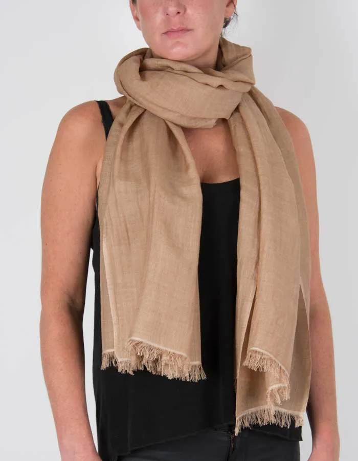 Light Brown Shawl Wool Silk Mix