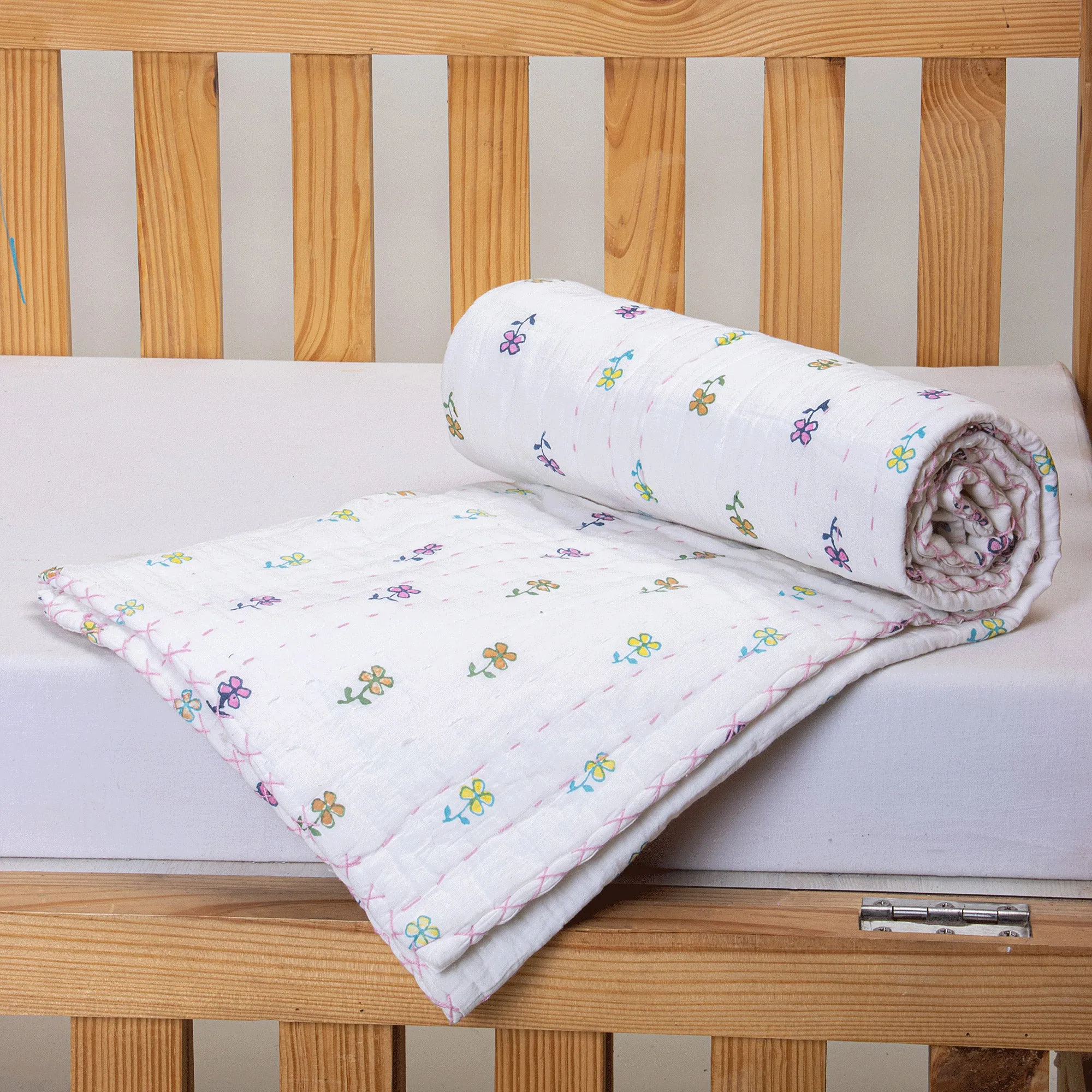 Multicolor Floral Printed Soft Mulmul Cotton Soft Baby Blankets