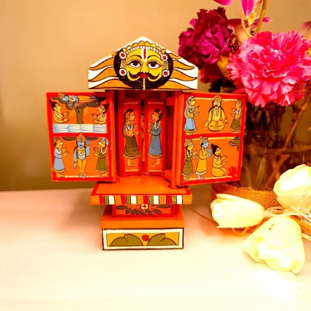 Orange Handcrafted Wooden Box of Stories  (M)