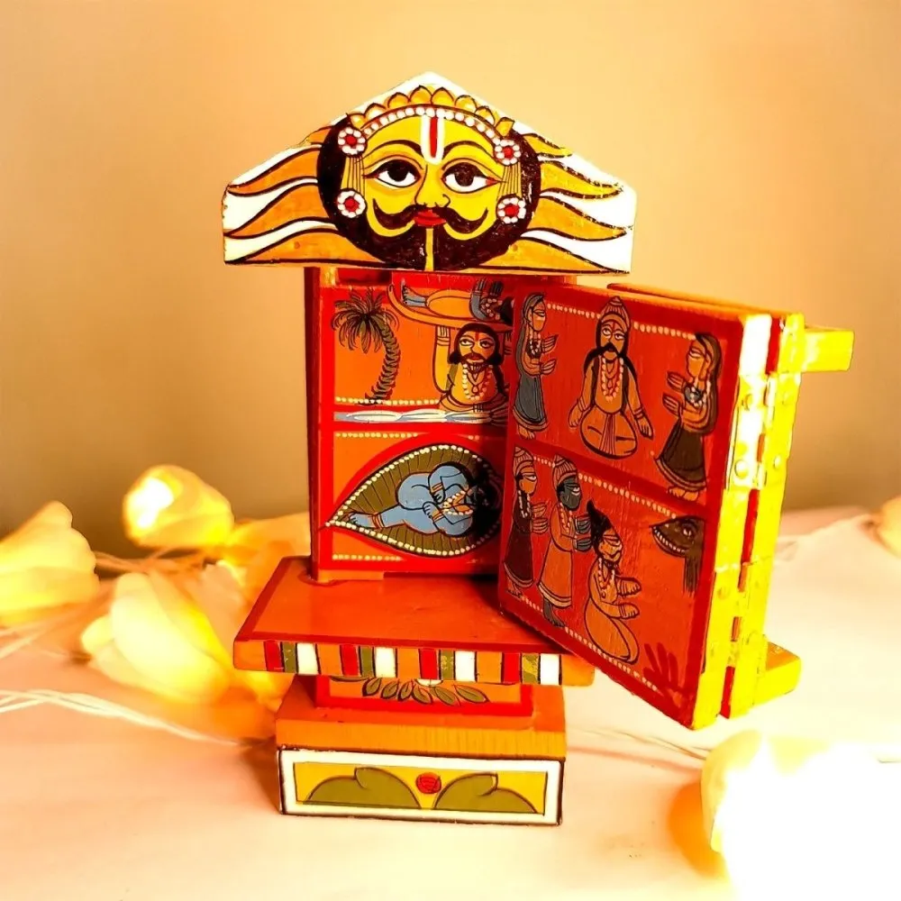 Orange Handcrafted Wooden Box of Stories  (M)