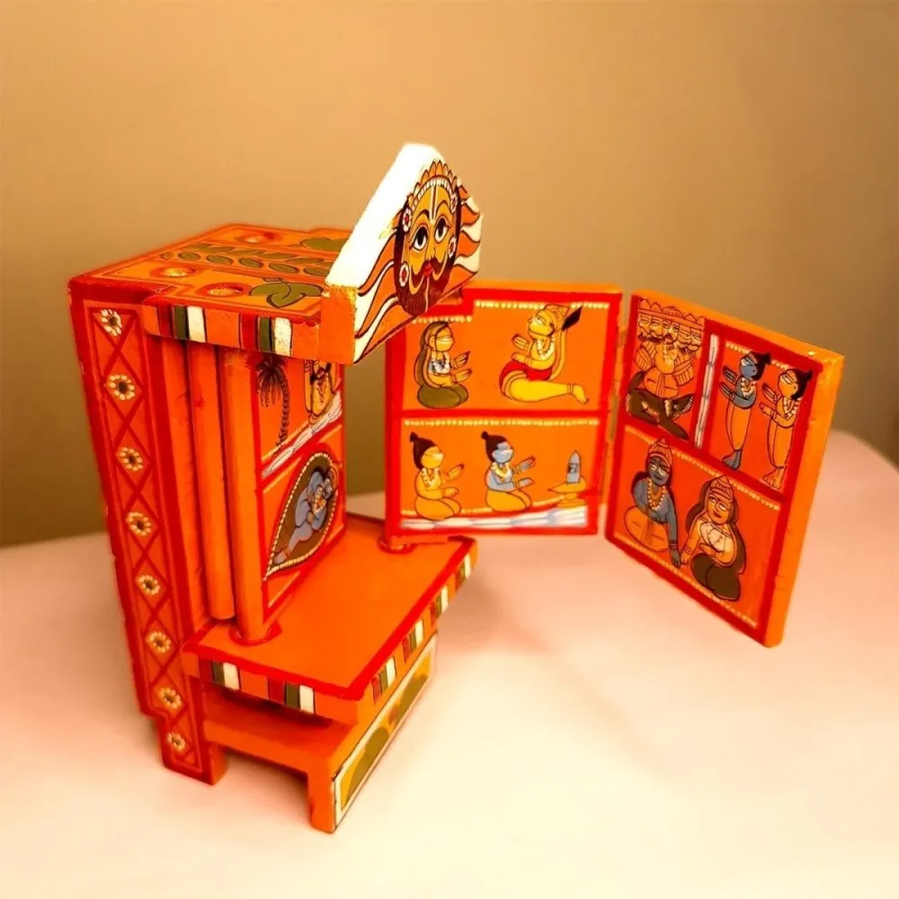 Orange Handcrafted Wooden Box of Stories  (M)